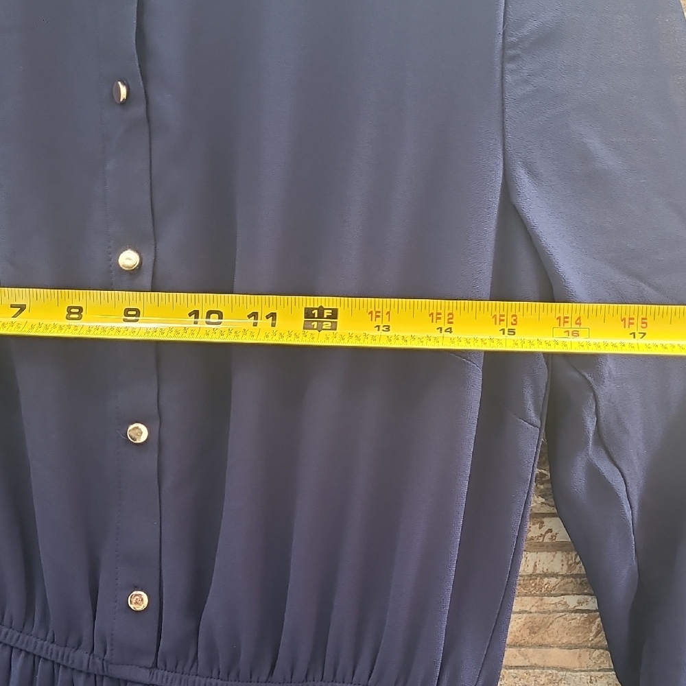Chic Long Sleeve Navy Dress - Picture 6 of 12